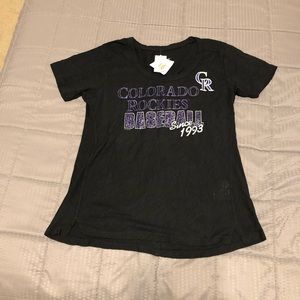 NWT - Black burnout CO Rockies tee w/ glitter